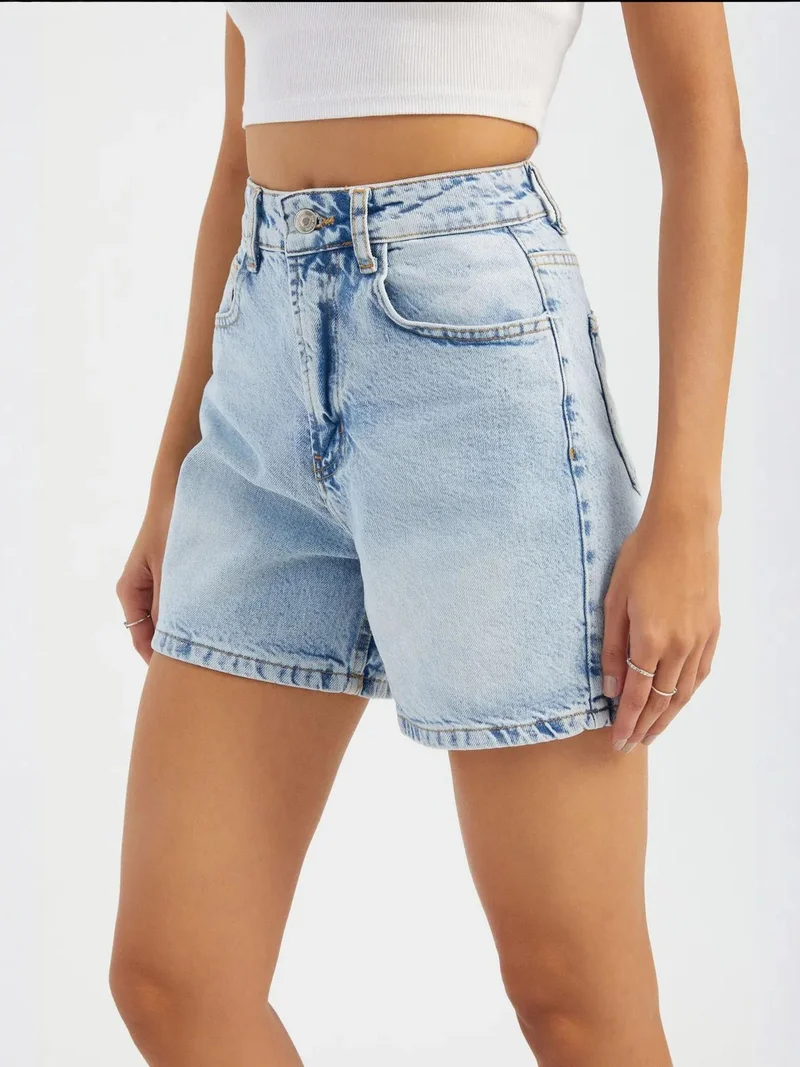 زوبعة شورت جينز عالي الخصر