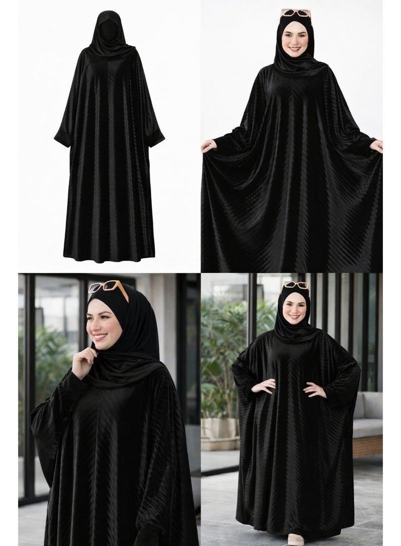 إسدال صلاة حريمي مع طرحة – تصميم أنيق واسع  - اسود - Image 3