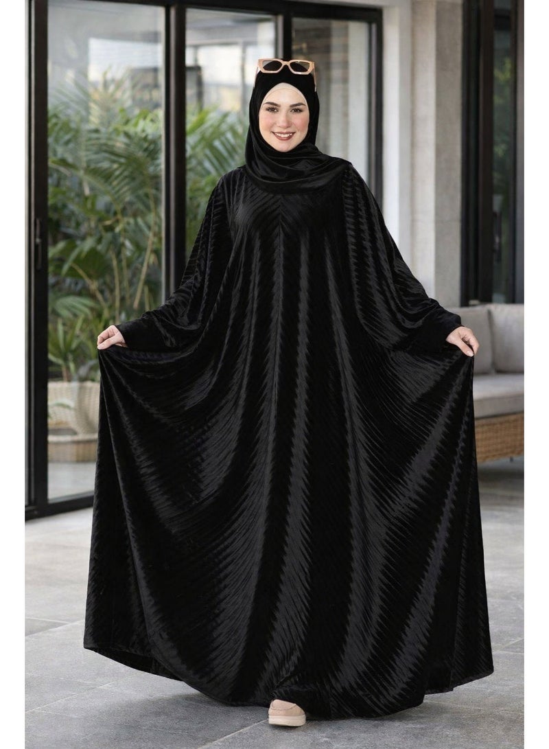 إسدال صلاة حريمي مع طرحة – تصميم أنيق واسع  - اسود - Image 2