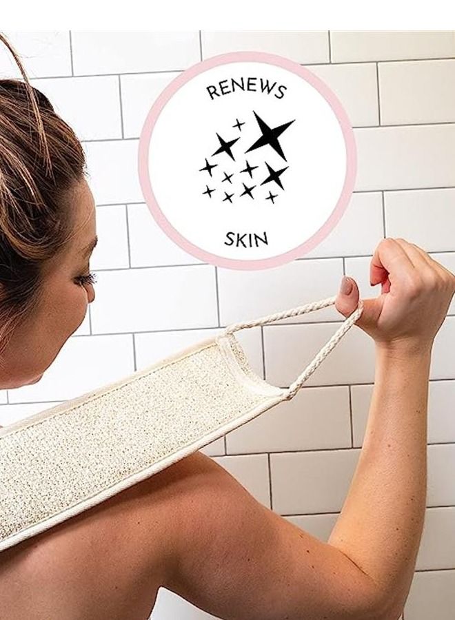 Dual Textured Exfoliating Back Scrubber for Shower, Body Exfoliator with Handles, Back Scratcher, 28 in x 3.5 in - Image 3