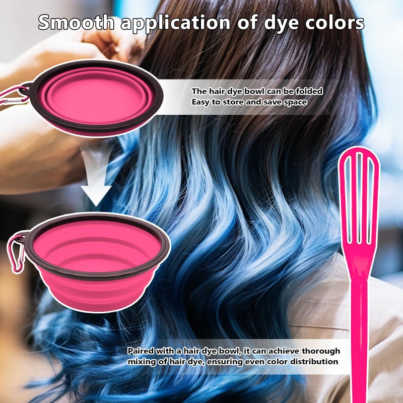 DINTSTYLE 32 Pcs Hair Dye Coloring Kit,Hair Dye Tools for DIY Salon.Hair Dye Brush and Bowl Set/Highlighting Frosting Cap with Plastic Hooks/Dye Brush/Ear Cover/Gloves/Comb/Hairpin/Hair Coloring Cape(Pink) - Image 5