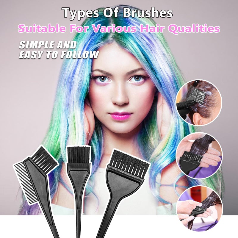 DINTSTYLE 32 Pcs Hair Dye Coloring Kit,Hair Dye Tools for DIY Salon.Hair Dye Brush and Bowl Set/Highlighting Frosting Cap with Plastic Hooks/Dye Brush/Ear Cover/Gloves/Comb/Hairpin/Hair Coloring Cape(Pink) - Image 4
