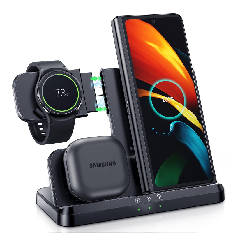 LK Wireless Charger for Samsung 3 in 1 Wireless Charging Station Compatible for Galaxy Watch 8/7/6/5/4 Galaxy Buds 3/3 Pro Z Flip Fold 6/5/4 Samsung S26 S25 S24 S23 Ultra Plus FE Note 20 - Image 1