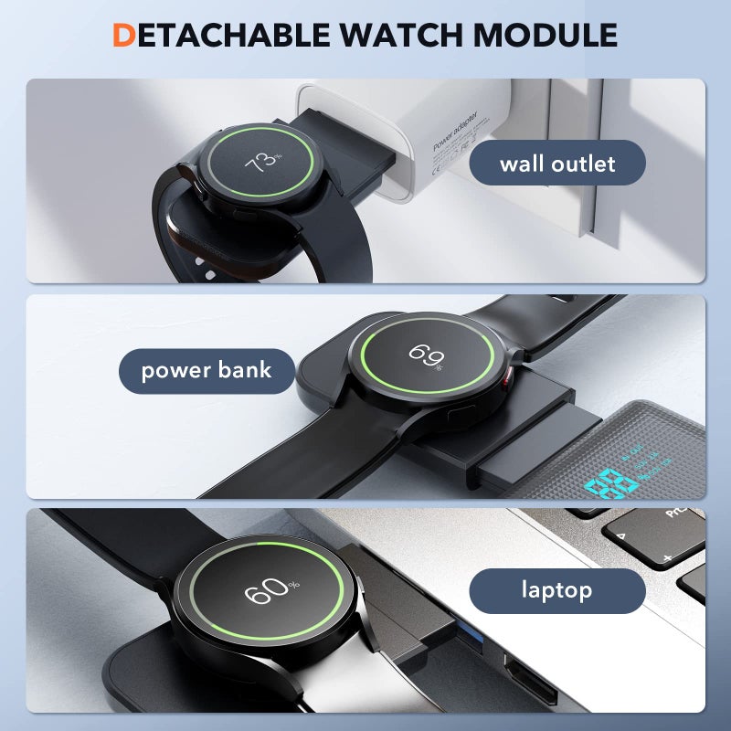 LK Wireless Charger for Samsung 3 in 1 Wireless Charging Station Compatible for Galaxy Watch 8/7/6/5/4 Galaxy Buds 3/3 Pro Z Flip Fold 6/5/4 Samsung S26 S25 S24 S23 Ultra Plus FE Note 20 - Image 3