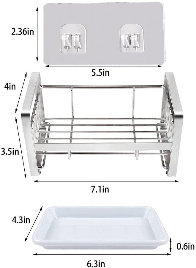 Vaigzo Sponge Holder for Kitchen Sink Caddy Organizer, Stainless Steel, Silver, with Detachable Dish Drainer Tray - Image 2