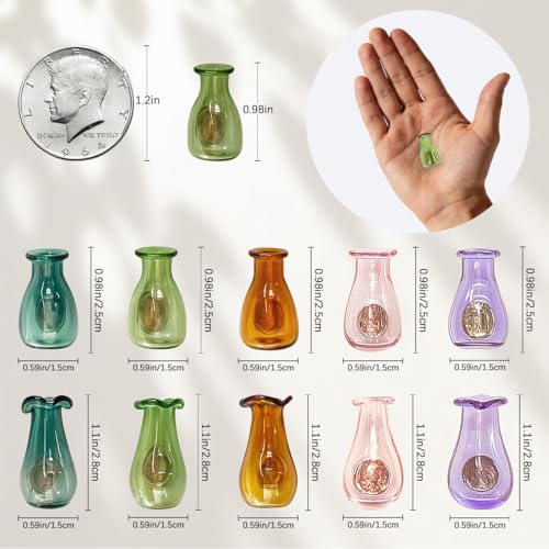 Frayot 10Pcs Mini Vase Magnets for Fridge, Resin Cute 3D Magnetic Vase Decor for Refrigerator, Office, Locker (with Flowers) - Image 2
