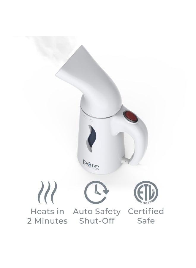 Pure Enrichment بخار الملابس المحمول من بيور إنريشمنت بيورستيمر  جهاز بخار يدوي للسفر يزيل التجاعيد آمن على جميع الأقمشة تسخين سريع خفيف الوزن إيقاف تلقائي للسلامة سلك طويل أبيض - Image 3