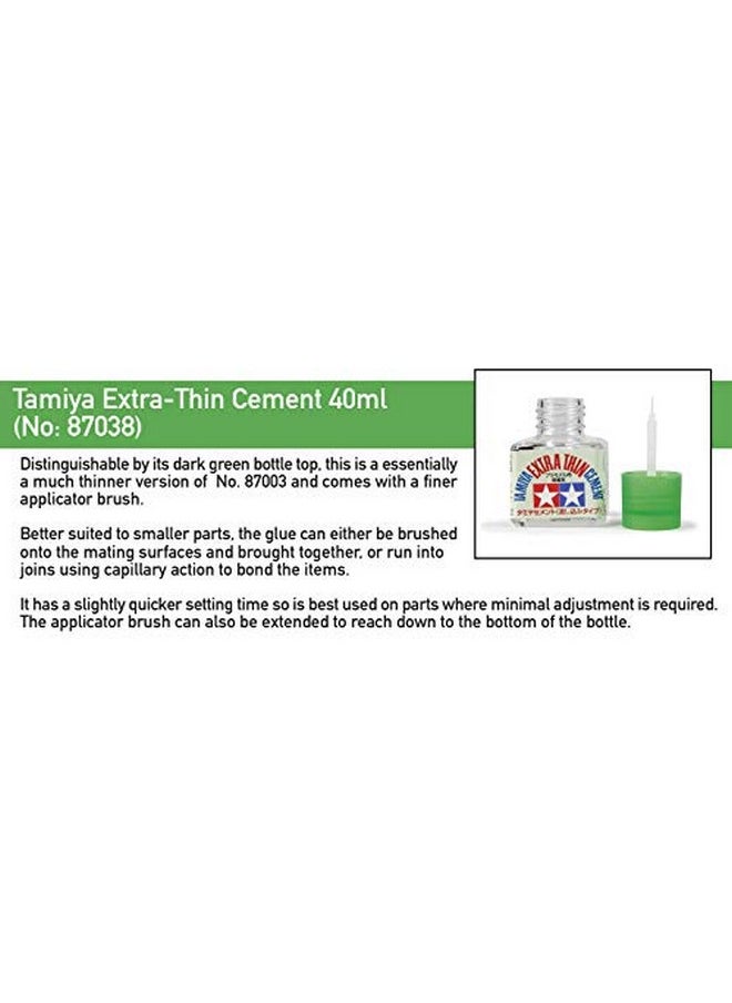 Tamiya 87038 Extra Thin Cement Glue Fine Tip 40Ml 2 Pack  - Image 2