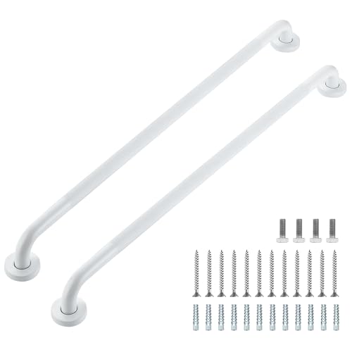 Ravinte Hardware Grab Bars for Shower 2 Pack 32Inch Anti Slip Shower Handles for Elderly Safety Shower Grab Bar Stainless Steel Handicap Grab Bars for Bathroom White 1 Diameter - Image 1