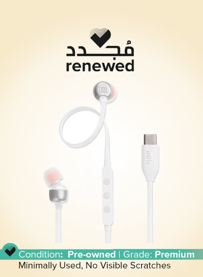 JBL Renewed - JBL Tune 310 Wired In-Ear Type C Headphones with Hi-Res Audio and EQ Preset Remote - White White - Image 1