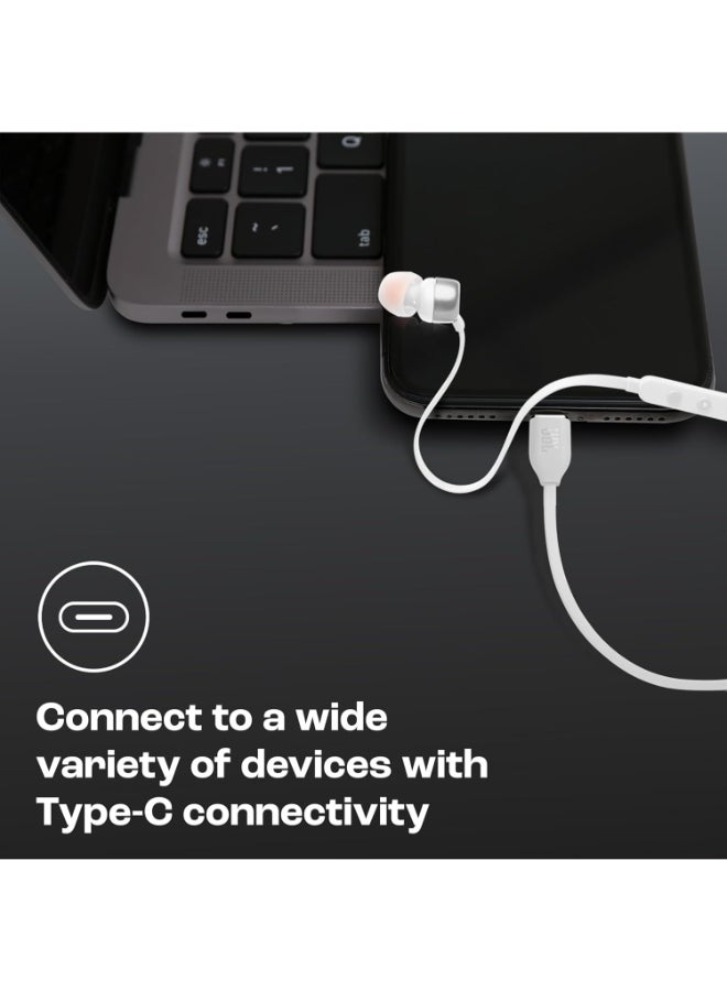 JBL Renewed - JBL Tune 310 Wired In-Ear Type C Headphones with Hi-Res Audio and EQ Preset Remote - White White - Image 3