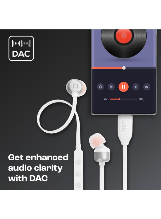 JBL Renewed - JBL Tune 310 Wired In-Ear Type C Headphones with Hi-Res Audio and EQ Preset Remote - White White - Image 5