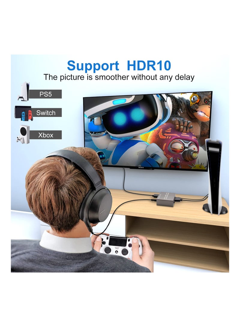 KASTWAVE 4K 60Hz HDMI Audio Extractor Splitter Converter, HDMI to HDMI +Optical +3.5mm AUX Audio Adapter Supports HDMI 2.0,18Gpbs Bandwidth, Dolby Digital/DTS, PCM HDR10 - Image 5