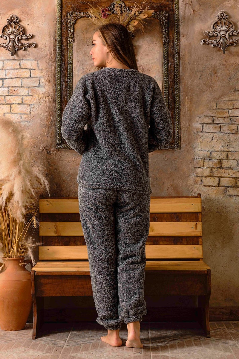 Nisanca Fully Plush Winter Women's Pajama Set Fleece New Year Pajamas - Image 4