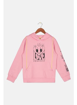 Looney Tunes Kids Girl Hoodie Graphic Print Long Sleeve Sweatshirt, Pink  - Image 1