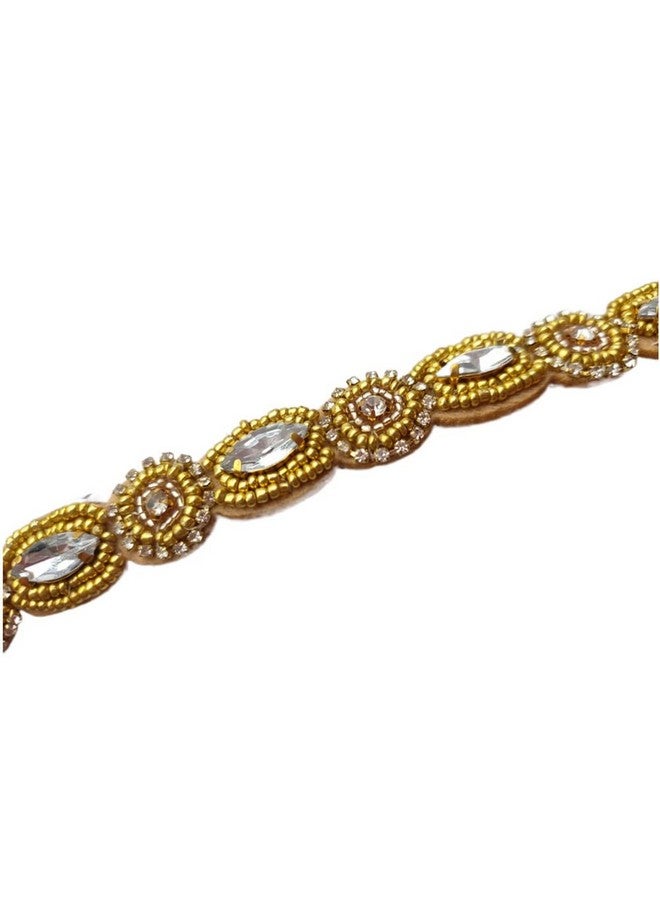 Jilukibo Fashion Handmade Crystal Rhinestone Beads Headband Retro Style Elastic Hairband Jewelry Hair Accessories Headwraps For Women Girls Brides (Gold) - Image 5