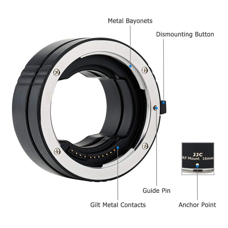 JJC مجموعة حلقات تمديد ماكرو بتركيز تلقائي JJC RF Mount لكاميرات كانون EOS R R1 R3 R5 Mark II R6 Mark III II R7 R8 R10 R50 RP R100 بدون مرآة وعدسات كانون RF Mount لتصوير الماكرو - Image 2