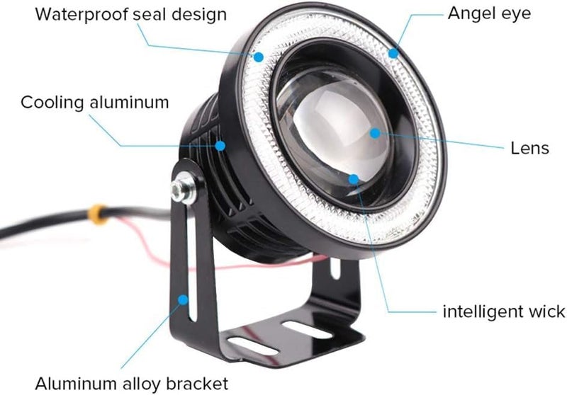 LOVMOTO Universal Led Fog Light Projector Blue Halo Angel Eye Ring 12V Super Bright High Power 10w Projector For Headlight Car COB DRL Driving Light Fog Lamp Bulbs Comfortable With Et-ios Li-va - Image 5