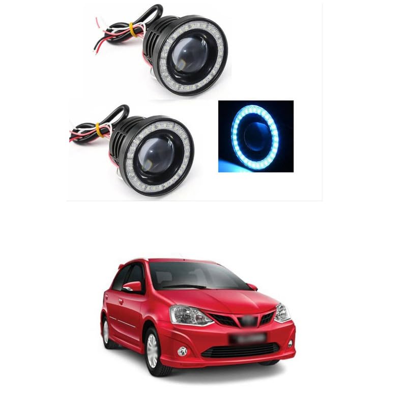 LOVMOTO Universal Led Fog Light Projector Blue Halo Angel Eye Ring 12V Super Bright High Power 10w Projector For Headlight Car COB DRL Driving Light Fog Lamp Bulbs Comfortable With Et-ios Li-va - Image 1