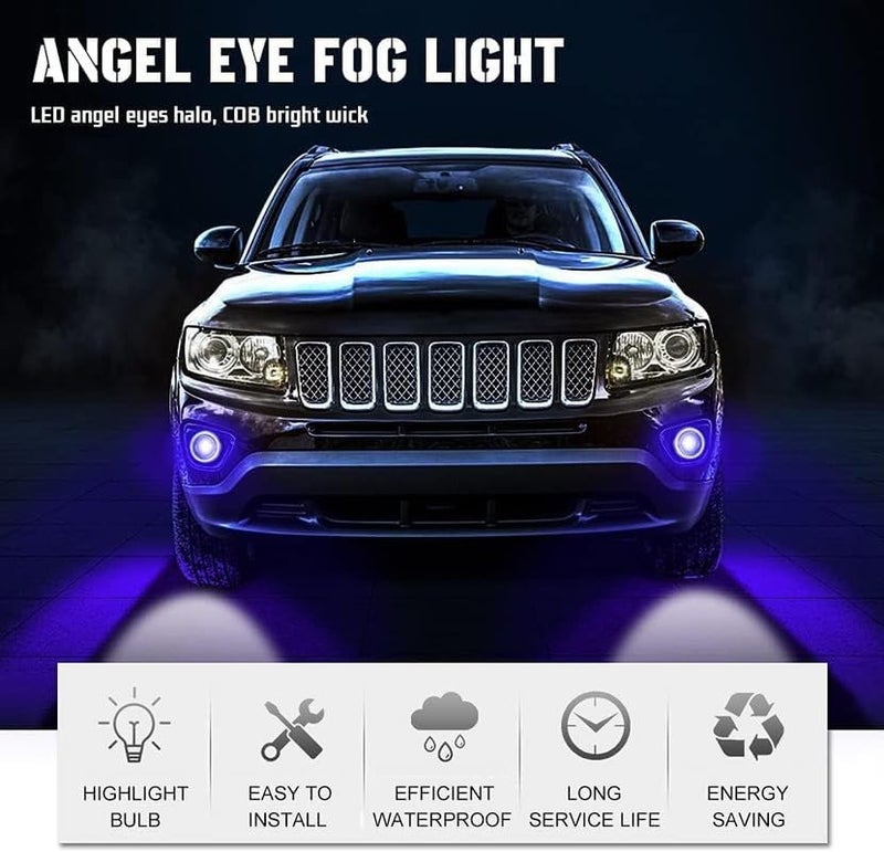 LOVMOTO Universal Led Fog Light Projector Blue Halo Angel Eye Ring 12V Super Bright High Power 10w Projector For Headlight Car COB DRL Driving Light Fog Lamp Bulbs Comfortable With Et-ios Li-va - Image 3
