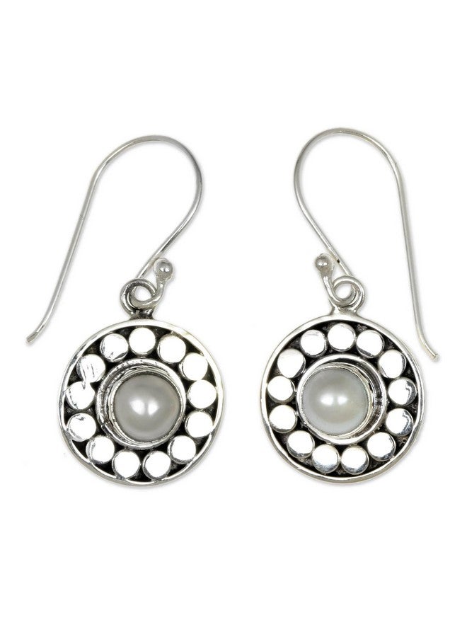 NOVICA Artisan Handmade Cultured Freshwater Pearl Dangle Earrings .925 Sterling Silver White Indonesia Birthstone 'Sunny Day' - Image 1