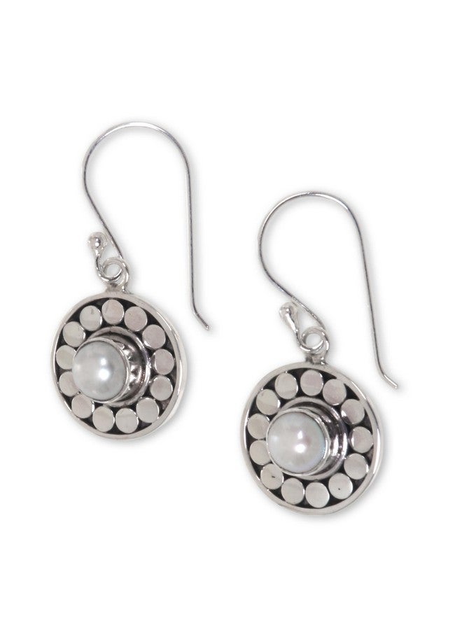NOVICA Artisan Handmade Cultured Freshwater Pearl Dangle Earrings .925 Sterling Silver White Indonesia Birthstone 'Sunny Day' - Image 2