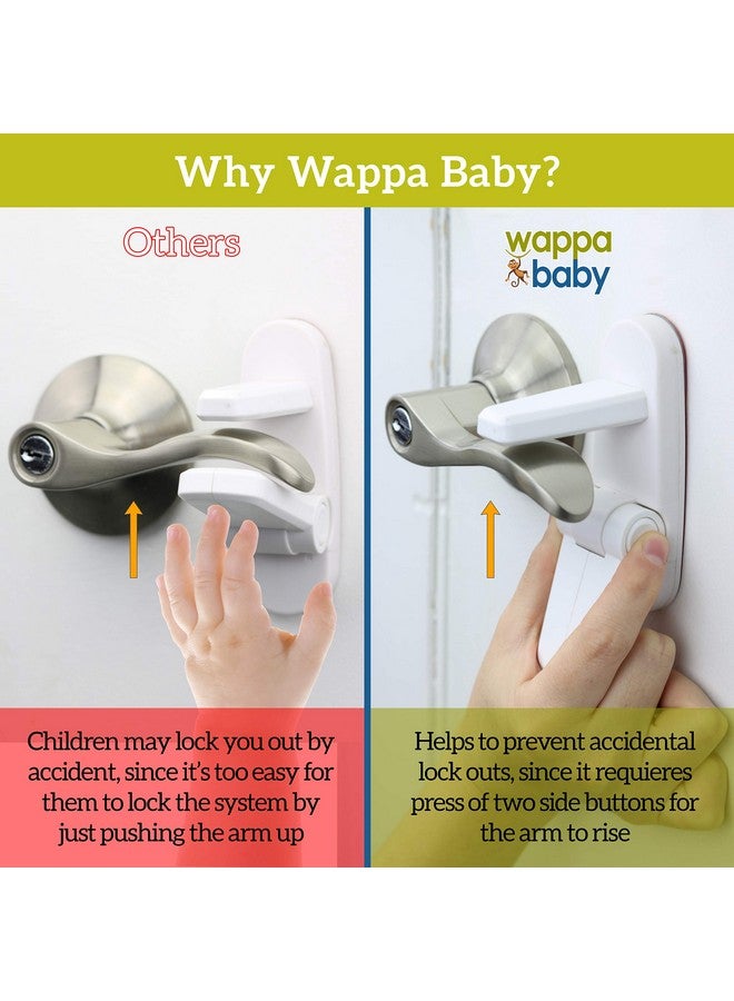 Wappa Baby Door Lever Lock (1 Pack) Prevents Toddlers From Opening Doors. 3.25" L * 1.5" W * 4.5" H Easy One Hand Operation For Adults. Durable Abs With 3M Adhesive Backing. Simple Install, No Tools Needed. - Image 5