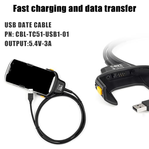 Sicimly TC51 TC56 Chargerfor Zebra Scanner TC51 TC510 TC510K TC52 TC56 TC5754V 3A Quick Charge with 6ft PDA Handheld Computer Scanner Cable Replace CBLTC51USB101 and USB Data Transfer - Image 3