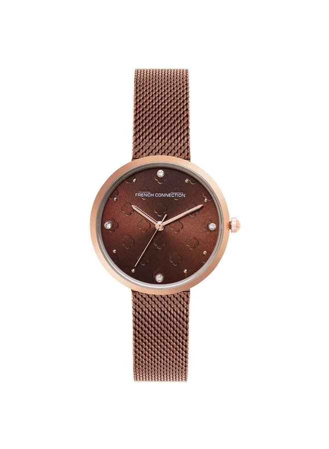 فرنش كونكشن 30mm Women's Quartz Watch with Brown Dial