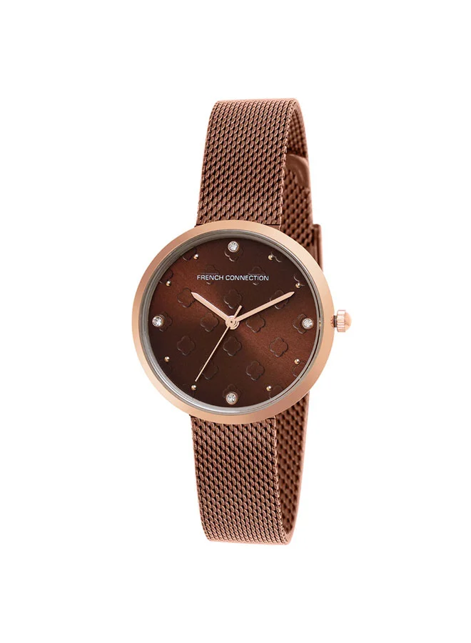 فرنش كونكشن 30mm Women's Quartz Watch with Brown Dial