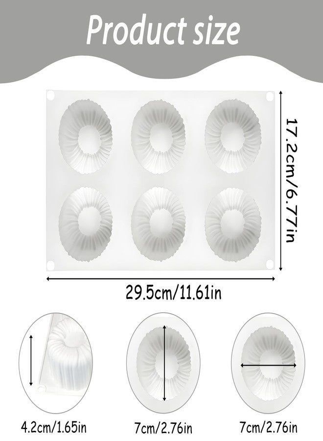 Fchil 6-Cavity Mini Donut Cake Silicone Mold, Fluted Design Non-Stick Baking Pan for Desserts, White - Image 2