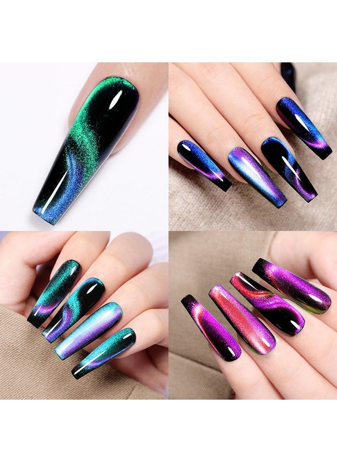 YEPYEPGO 9D Cat Eye Gel Nail Polish Set 12 Colors Cat Eye Gel Polish With Magnet Magnetic Cateye Gel Chameleon Galaxy Effects Professional Use For Salon  - Image 3