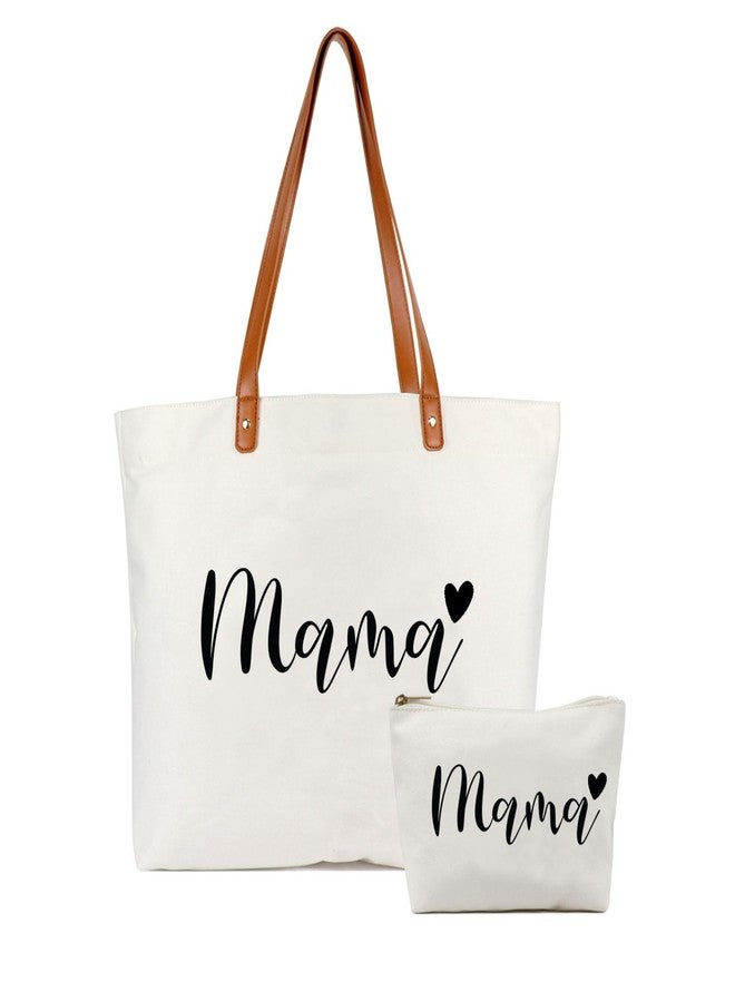 Lamyba New Mom Gifts, Mama Bag Tote for Hospital or Baby Shower, Pregnancy Gifts, White - Image 1