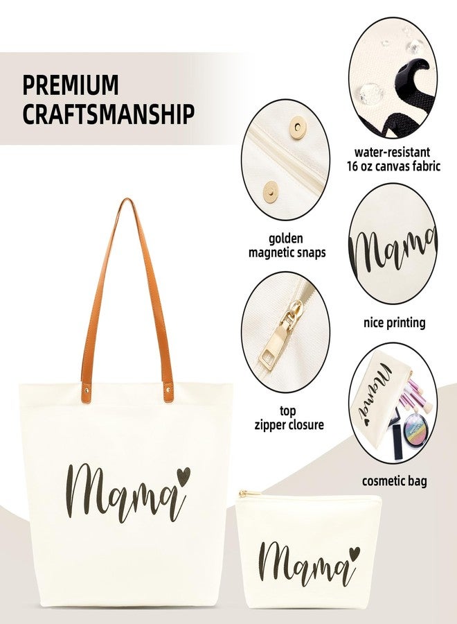 Lamyba New Mom Gifts, Mama Bag Tote for Hospital or Baby Shower, Pregnancy Gifts, White - Image 2