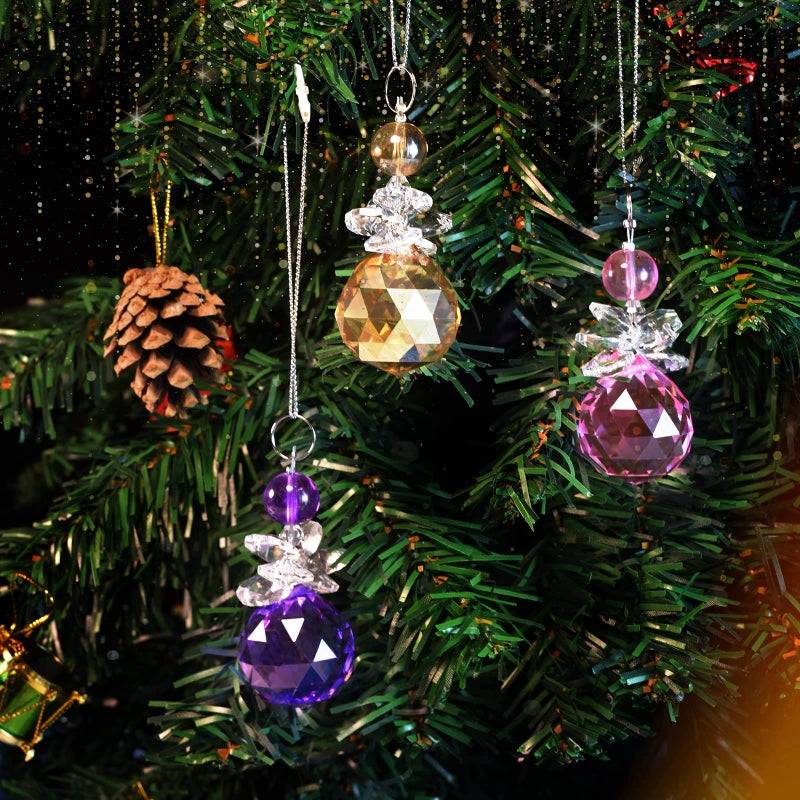 Wongblee 12 Pcs Glass Angel Hanging Ornaments, Multicolor Angels Suncatcher, Crystal Glass Angel Figurines - Image 5