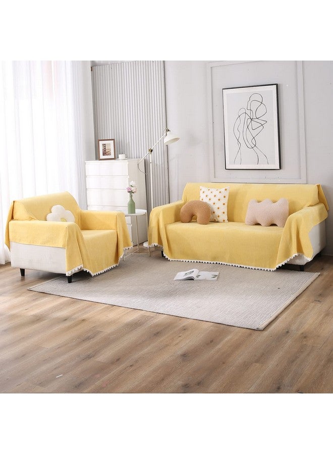 HOKIPO Chenille Thick And Soft Sofa Couch Protector 1 Seater,180(D)X 180(L)Cm(Ar-4642-N5),Yellow - Image 3