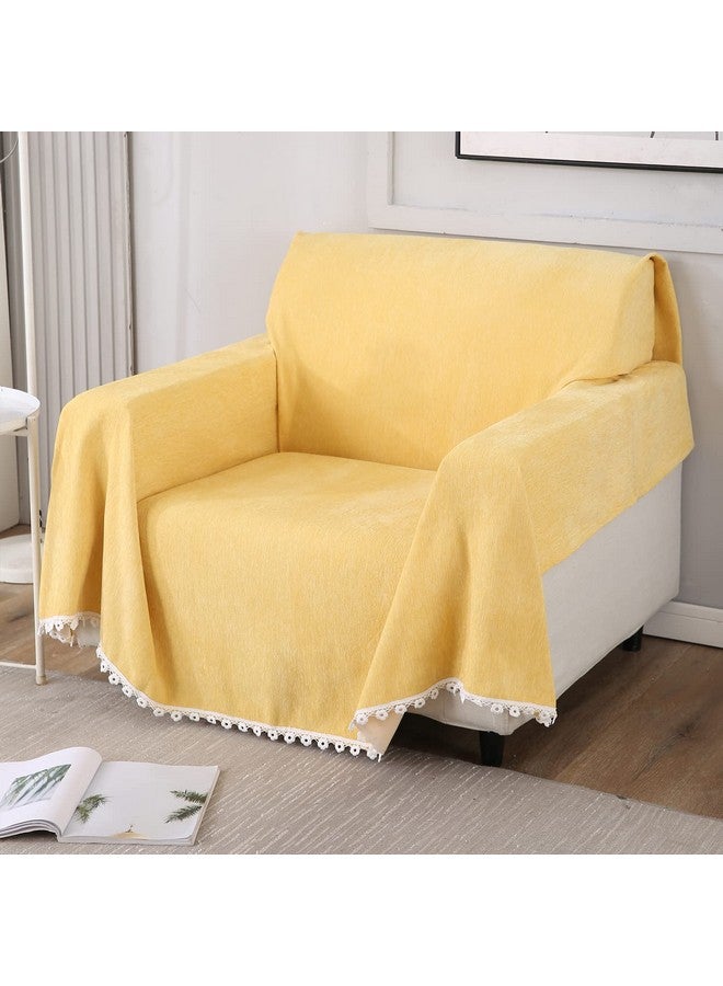 HOKIPO Chenille Thick And Soft Sofa Couch Protector 1 Seater,180(D)X 180(L)Cm(Ar-4642-N5),Yellow - Image 1