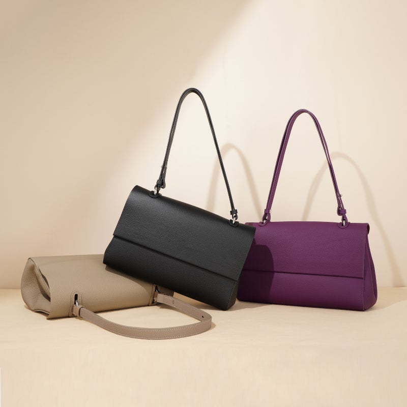 New Litchi Pattern First Layer Cowhide Shoulder Bag Simple Textured Soft Leather Large Capacity Commuter Women'S Bag Niche - Image 2