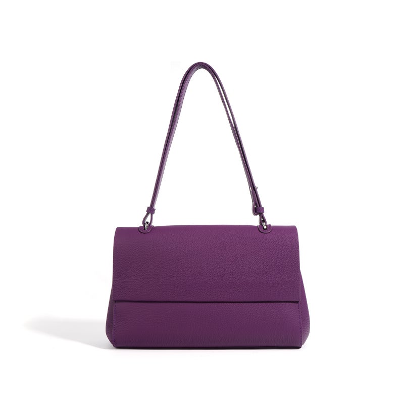 New Litchi Pattern First Layer Cowhide Shoulder Bag Simple Textured Soft Leather Large Capacity Commuter Women'S Bag Niche - Image 1
