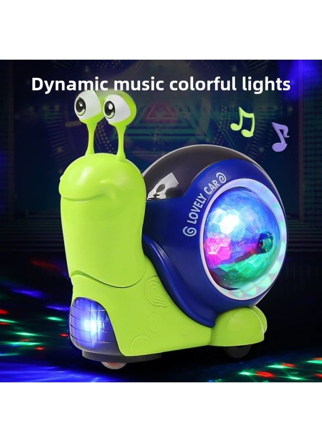 Children's Electric Toys Sound And Light Nod Small Snail Universal Automatic Obstacle Avoidance Projection Baby Children's Toys Wholesale-Color:Pointed Snail -Specifications:Charger + Rechargeable Battery + Screwdriver  - Image 2