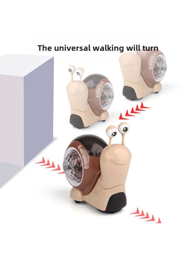 Children's Electric Toys Sound And Light Nod Small Snail Universal Automatic Obstacle Avoidance Projection Baby Children's Toys Wholesale-Color:Pointed Snail -Specifications:Charger + Rechargeable Battery + Screwdriver  - Image 4