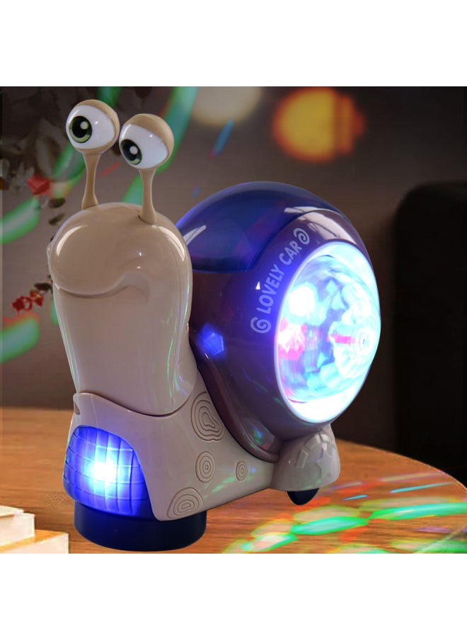 Children's Electric Toys Sound And Light Nod Small Snail Universal Automatic Obstacle Avoidance Projection Baby Children's Toys Wholesale-Color:Pointed Snail -Specifications:Charger + Rechargeable Battery + Screwdriver  - Image 3