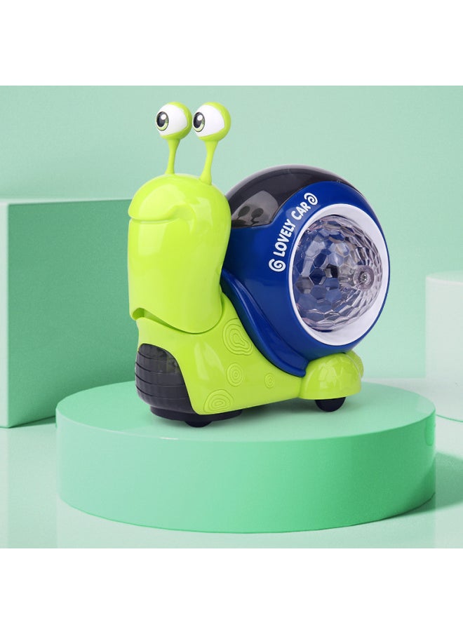 Children's Electric Toys Sound And Light Nod Small Snail Universal Automatic Obstacle Avoidance Projection Baby Children's Toys Wholesale-Color:Pointed Snail -Specifications:Charger + Rechargeable Battery + Screwdriver  - Image 1