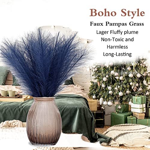 Acfruits Navy Blue Pampas Grass Small, 30 Pcs 17" Faux Pampas Grass Short Decor, Pompas Grass Flower Arrangement and Vase Filler for Boho Home Wedding Decoration - Image 5