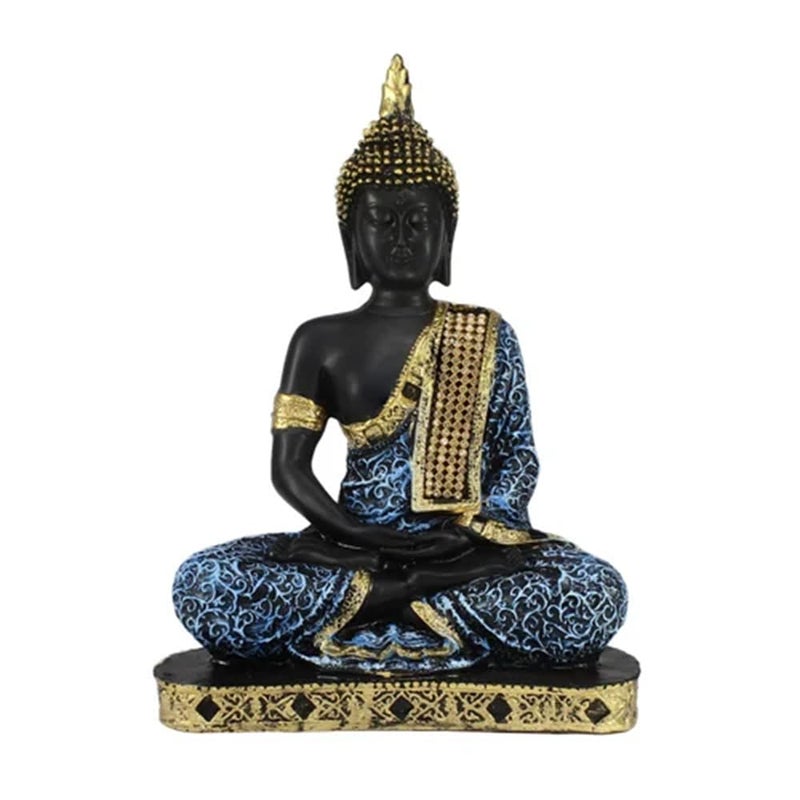 PICKARTME Polyresin Sitting Buddha Idol Statue Showpiece | Buddha Idol Decor for Pooja Ghar, Office & Gifting (Blue), 24 cm, 18 cm, 16 cm - Image 4