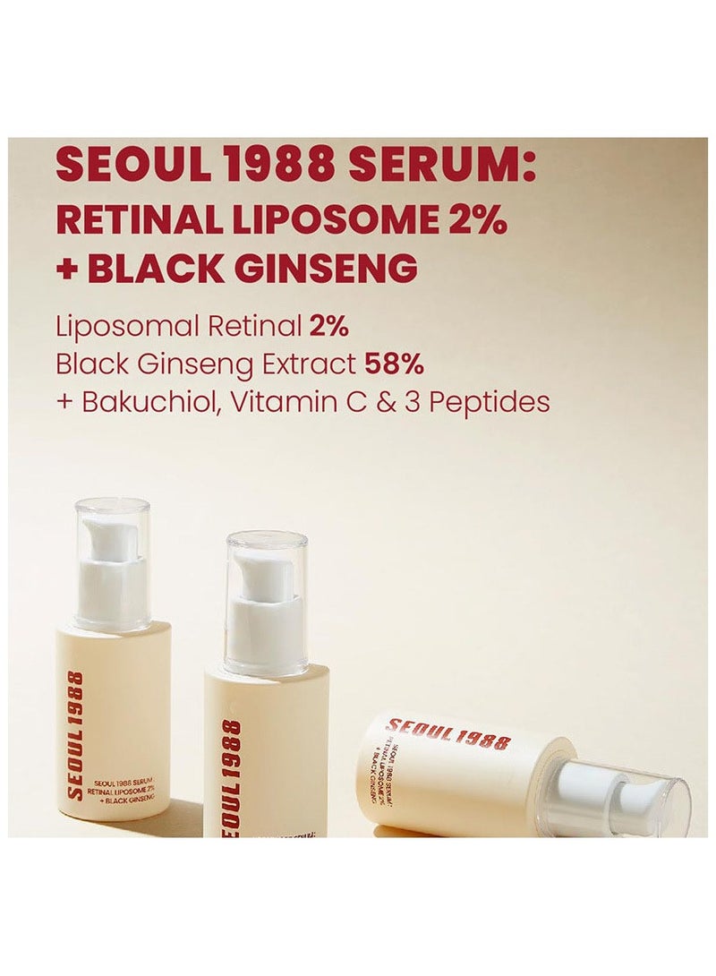 K-SECRET SEOUL 1988 Retinal Serum: 2% Retinal Liposome Black Ginseng Niacinamide Bakuchiol Vitamin C & 3 Peptides for Wrinkle Care Anti Aging - Korean Skincare Fragrance Paraben Cruelty Free 30mL - Image 3
