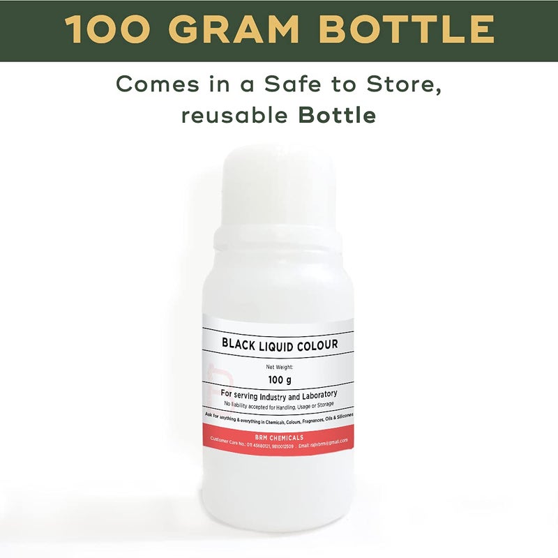 BRM CHEMICALS صبغة سائلة سوداء من BRM Chemicals 100 جرام قابلة للذوبان في الماء لصنع الصابون وصنع الشامبو ومستحضرات التجميل والعناية الشخصية DIY - Image 2