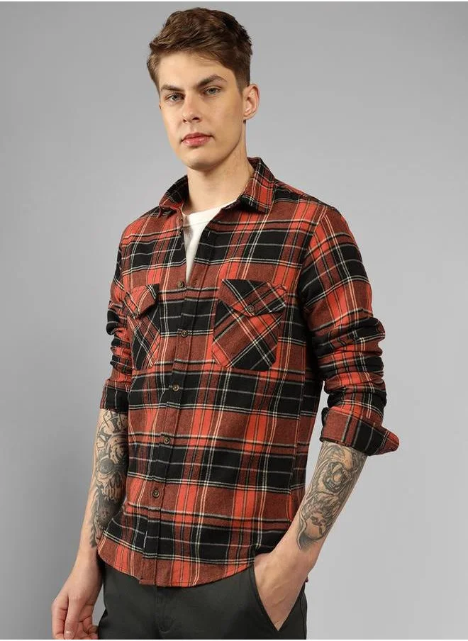 Dennis Lingo Checked Relaxed Fit Spread Collar Shirt