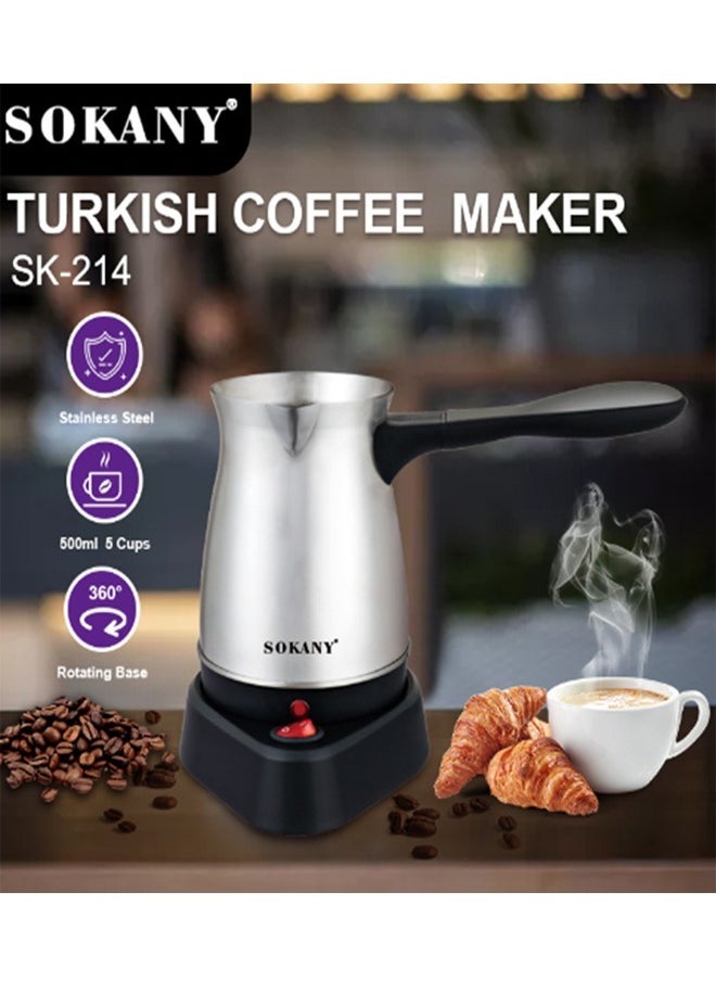 sokany - 500ml Coffee Machine Stainless Steel Greek Turkish Portable Coffee Maker Waterproof Electric Hot Boiled Home Pot - Image 1