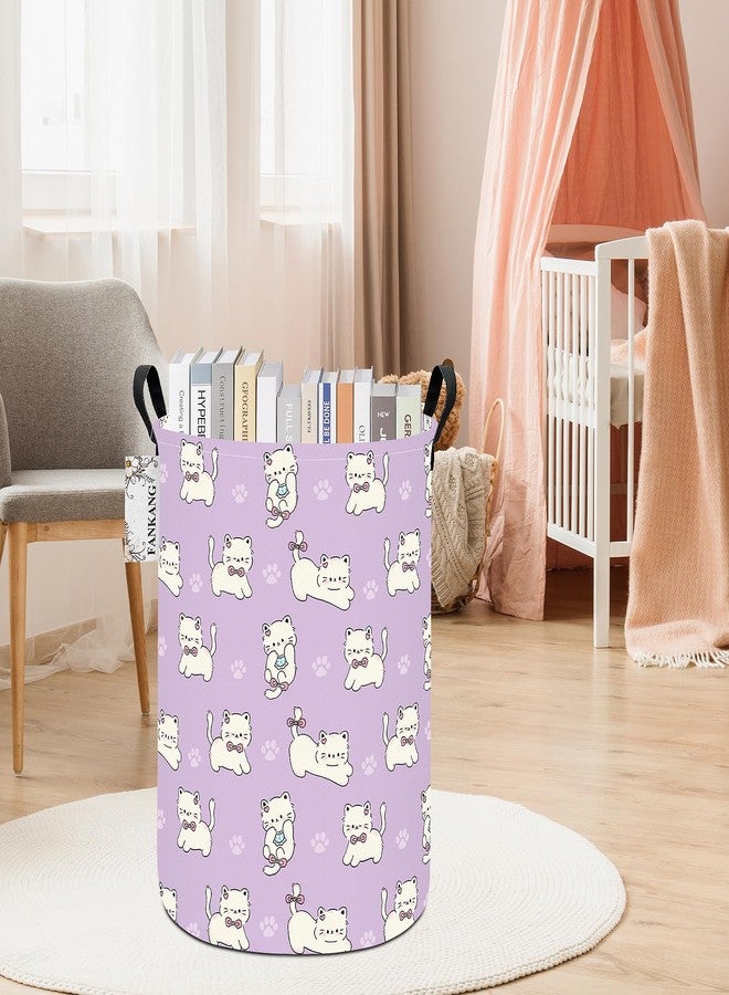 FANKANG Storage Basket, Nursery Hamper Canvas Laundry Basket Foldable with Waterproof PE Coating Large Storage Baskets for Kids Boys and Girls, Office, Bedroom, Clothes,Toys(Cat) - Image 5